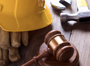 Hard hat with gavel - Home Warranty Litigation