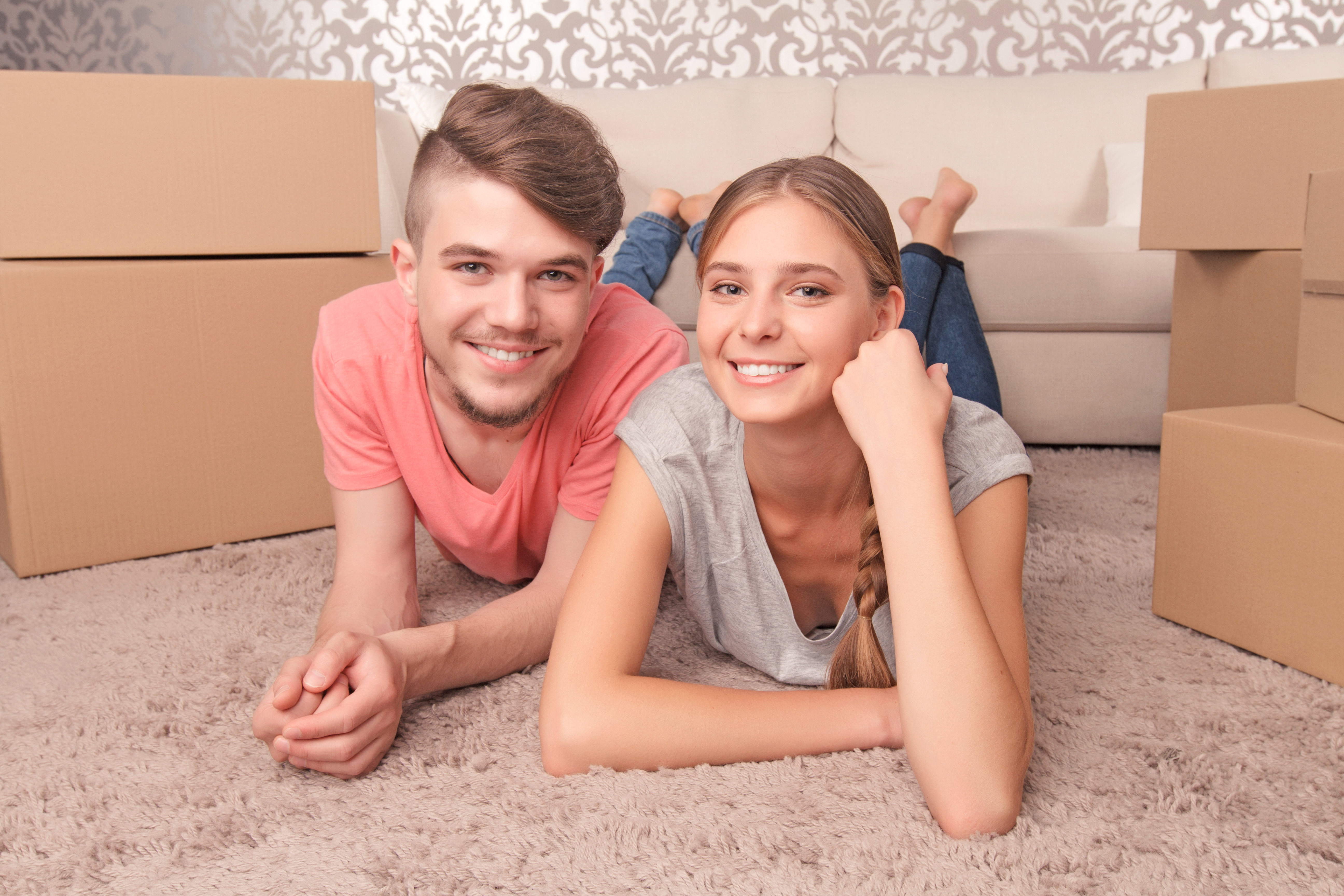 Young couple in new house